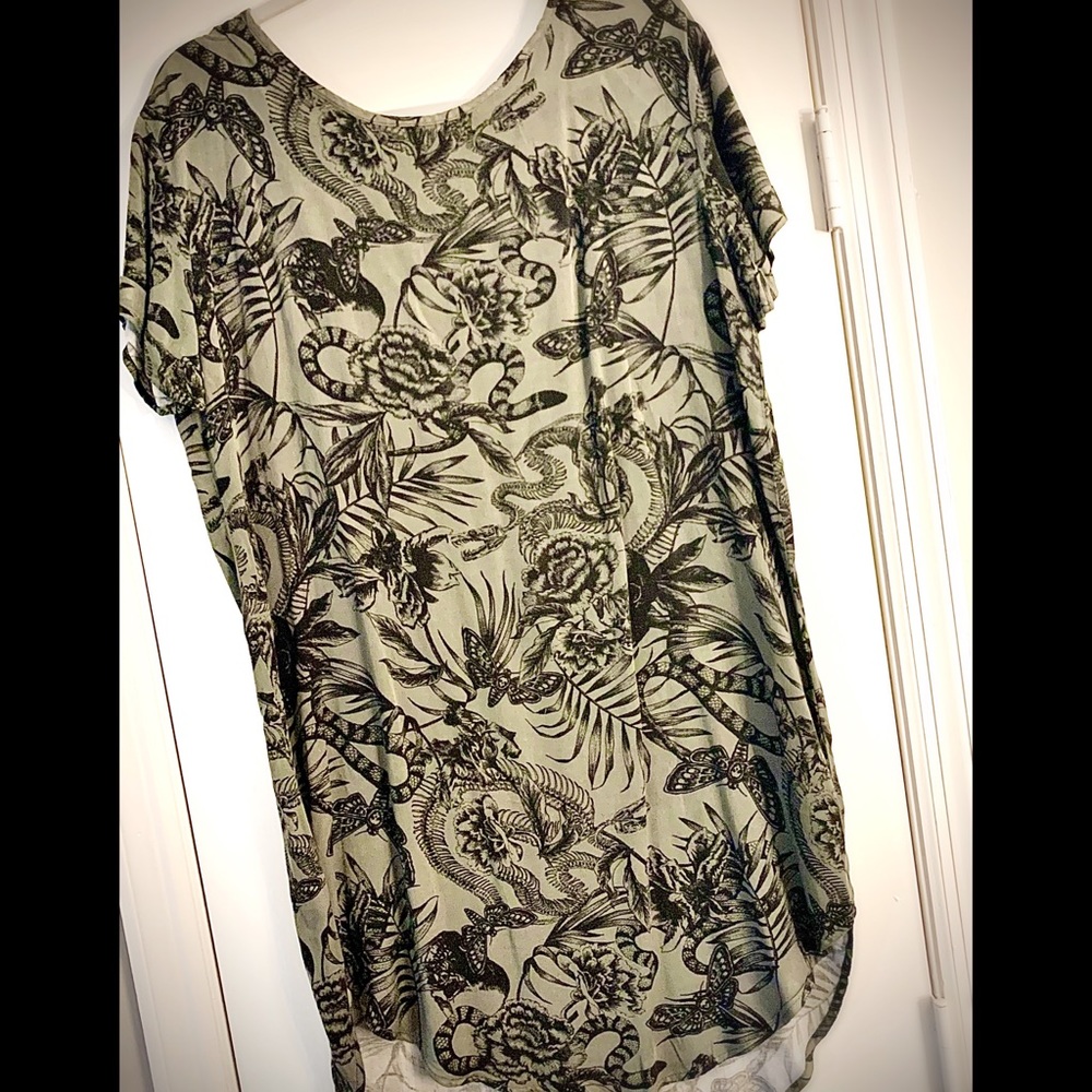 Olive & Black Snake/Tropical/Rainforest Dress